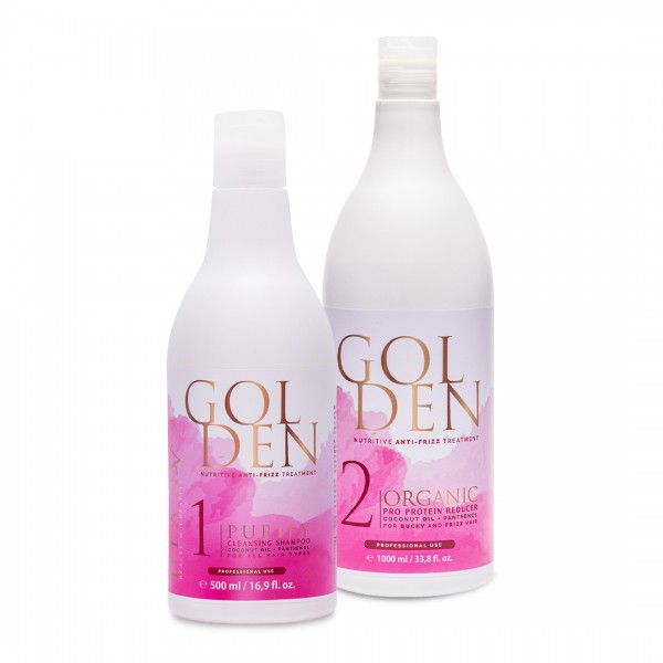 GOLDEN PROFESSIONAL GOLD PROTEIN
 Product size-1000ml Proteins + 500ml Clarifying Shampoo